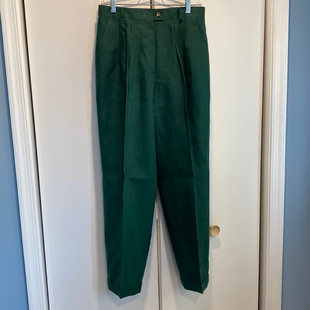 Vintage Jones New York Green Linen Trousers size 13